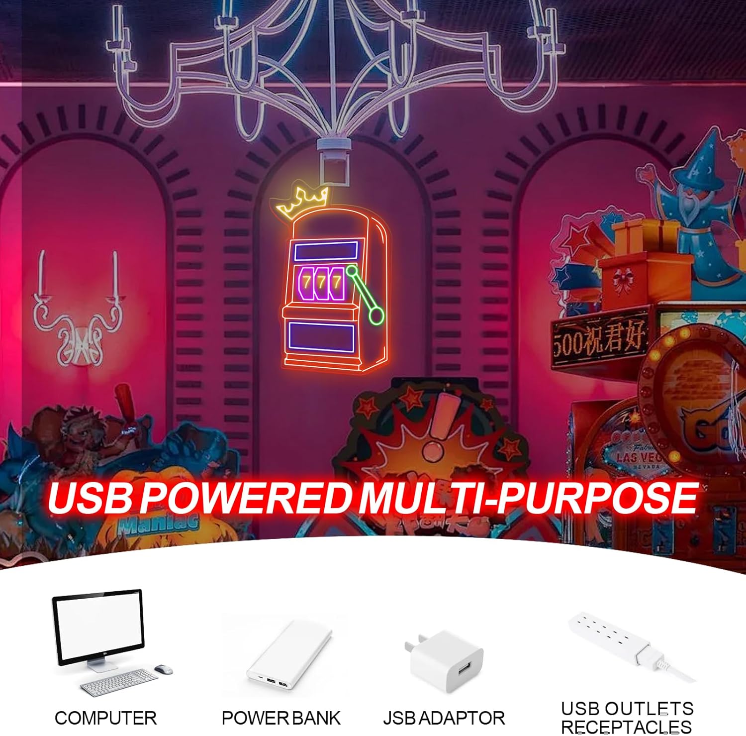 Slot Machine Neon Sign Game Ic - огляд і ціна Outdoor Power For Wedding