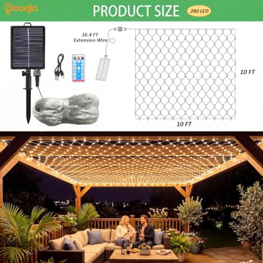 Solar Net Lights, 10x10ft Gaze - огляд і ціна Outdoor Power For Gazebo