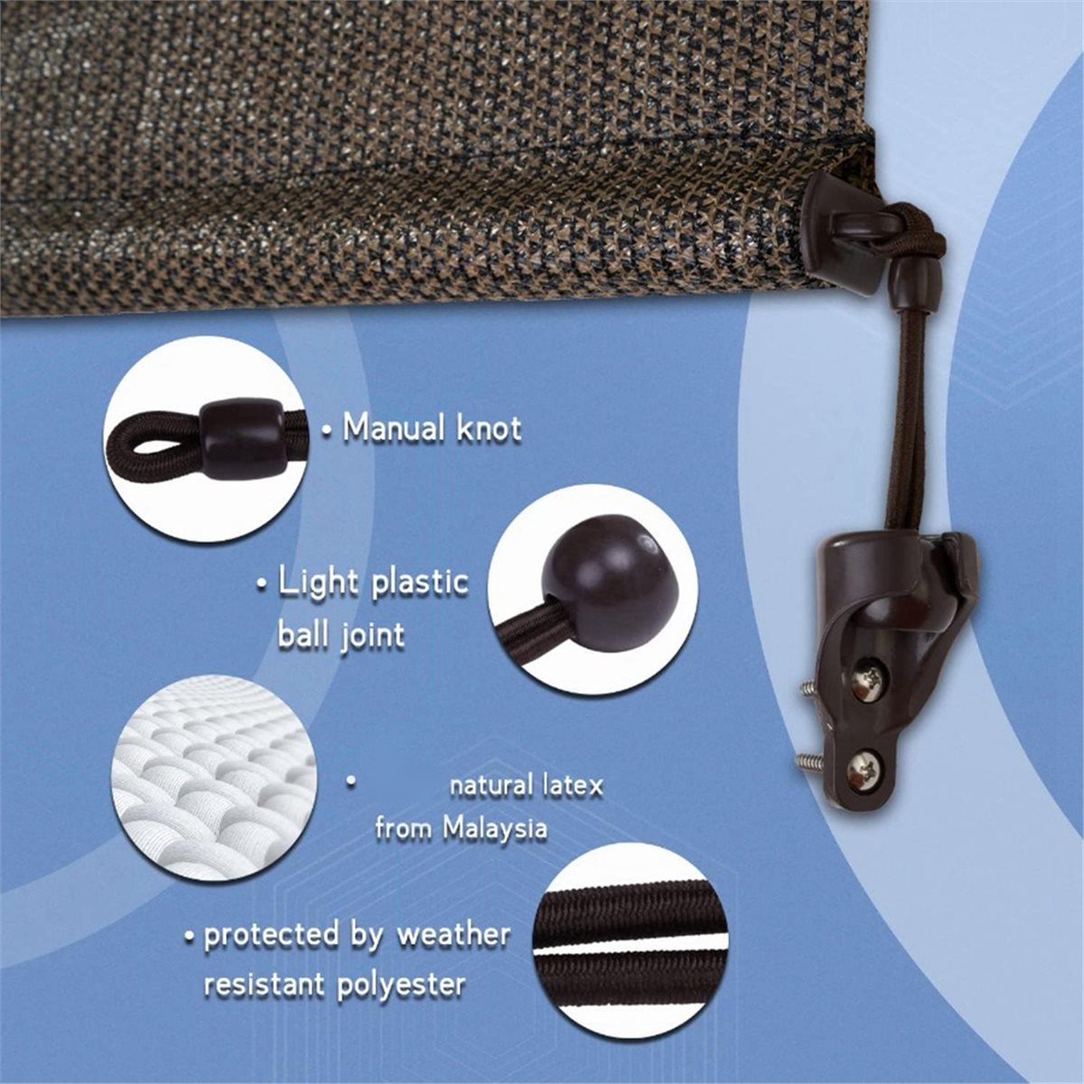 Sun Shading Bungee Kit & End C - огляд і ціна Outdoor Power Blinds