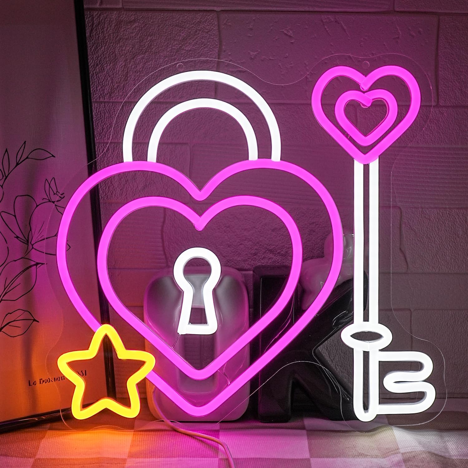 Heart Lock and Key Neon Sign D - огляд і ціна Outdoor Power For Wedding