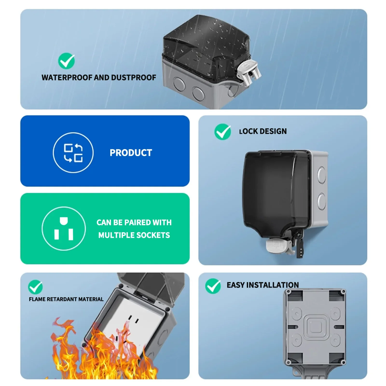 IP66 Outdoor Socket 220V EU So - огляд і ціна Outdoor Power Distribution Box